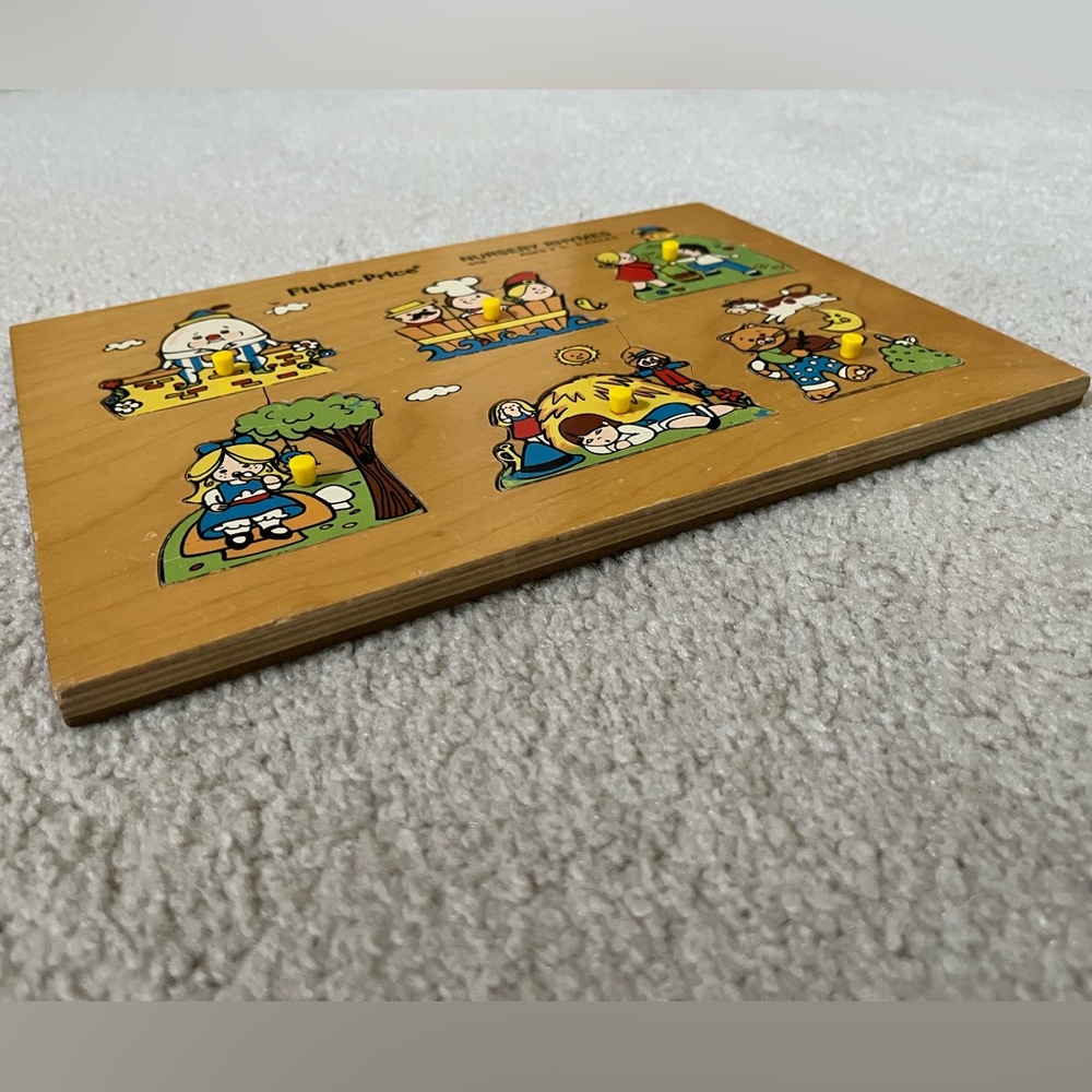Vintage Fisher Price Nursery Rhymes 6 piece wooden puzzle. #510 - Picture 4 of 4